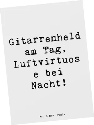 Produktbild von Mr. & Mrs. Panda Postkarte Spruch Gitarrenheld - Weiß - Geschenk, Musiker, Instrument, Ansichtskarte, Postkarten, bildkarte, Lernen, Grußkarte, Freiheit, Ansichtskarten
