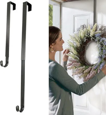Obrázek produktu pro 2 x závěsné držáky na vánoční věnce – vánoční věnce – venkovní použití – vánoční dekorace – nastavitelná délka – 38–65 cm