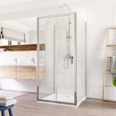 Obrázek produktu pro Mereo Sprchový kout, Lima, čtverec do prostoru U, zasunovací, 100x100x100 cm, chrom ALU, sklo Čiré - CK85733K