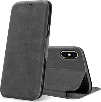 Produktbild von Conie Retro Klapp Tasche für iPhone XS Max Kartenfach Hülle Rundumschutz in Grau