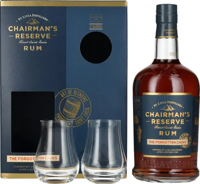 Produktbild von Chairman's Reserve THE FORGOTTEN CASKS Finest St. Lucia Rum 40% Vol. 0,7l in Geschenkbox mit 2 Gläsern