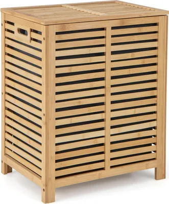 Produktbild von COSTWAY Wäschekorb mit Deckel Groß, 80L Wäschesammler Bambus, Wäschebox mit Wäschesack herausnehmbar & waschbar, Wäschetruhe wäscheschrank für Bad, Schlafzimmer, Wohnzimmer
