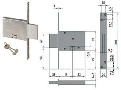 Immagine prodotto di Serratura Da Infilare Doppia Mappa 57013 - mm.60 (57013600)