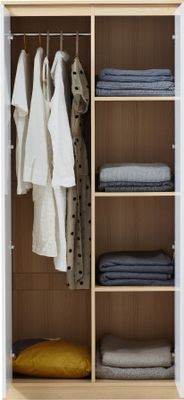 Kleiderschrank ’Bastheim’ mit 2 Türen, 1 Stange, 4 Fächern Eichenoptik / Weiß