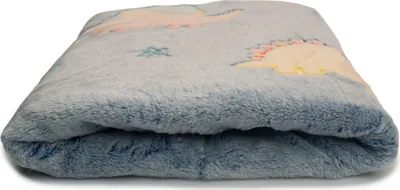 Image de Peluche Minky phosphorescente, dinosaures sur fond bleu 50 x 165 cm