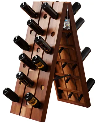 Immagine prodotto di Casaria Portavini 36 Bottiglie in Legno di Acacia 87x 55x 39 cm Cantina Cucina Soggiorno Portabottiglie Botte Scaffale Rustico