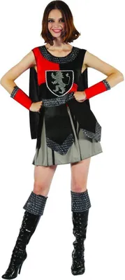 Immagine prodotto di Costume da donna guerriero medievale cavaliere nero-rosso-argento - M
