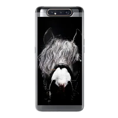 Produktbild von MuchoWow® Handyhülle Schutzhülle Hülle für Samsung Galaxy A80 Pferd - Porträt - Schwarz - Weiß Silikon Softcase Handy Hülle - Schutzdeckel