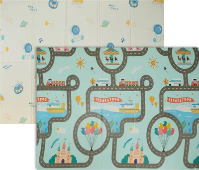 Produktbild von Relaxdays Spielmatte, faltbare Kindermatte, Astronaut, Schiff, 200x150 cm, XPE-Schaumstoffmatte, Krabbelmatte Baby, bunt