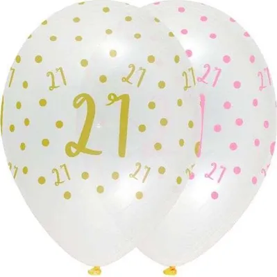 Immagine prodotto di Creative Party - Palloncini in lattice per 21° compleanno in confezione da 6 pezzi SG27675 (taglia unica) (Crystal Clear /Yellow/Pink)