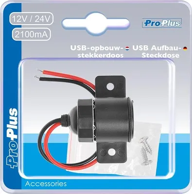 Image de Prise USB en saillie type A 2100mA 12V/24V sous blister