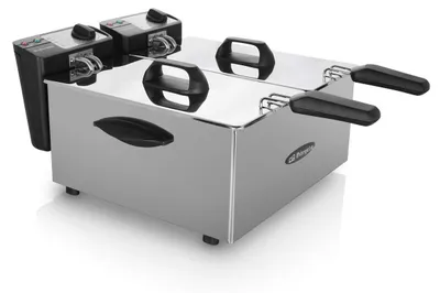 Fritteuse 7 L, 2×3,5 L, Edelstahl, 2000 W, Thermostat