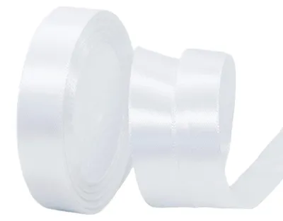 Satinband 20 mm x 22 m, doppelseitig, weiß, Polyester