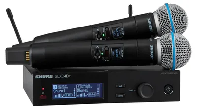 Image de Shure SLXD24D+E/B58-G65 - Système de transmission sans fil numérique double, comprenant deux émetteurs/microphones main (470 - 606 MHz)