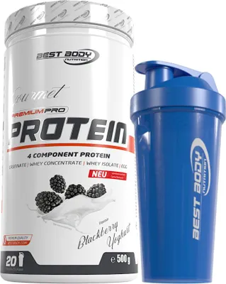 Produktbild von Best Body Nutrition - Gourmet Protein - Blackberry Yoghurt - 500 g Dose + Shaker