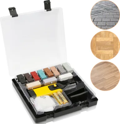 Produktbild von Reparatur-Set Fliesen Macken auf keramischen Oberflächen im Handumdrehen beseitigen kabellosen Wachsschmelzer Set 7-teilig 11 Wachsfarben