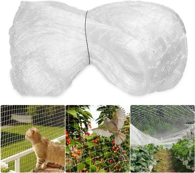 Image de Filet de protection pour balcon, dimensions 5x5 mètres, transparent, résistant aux UV, en polyéthylène