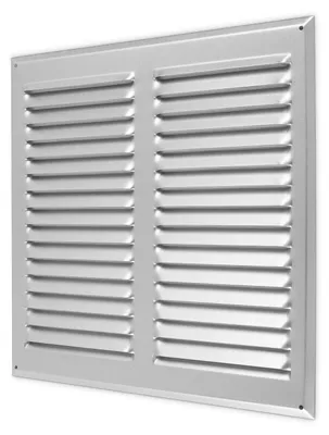 Image de Grille de protection contre les intempéries en aluminium, dimensions 300x300 mm, à lamelles fixes