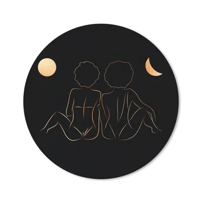 Produktbild von MuchoWow® Mauspad Mousepad Frauen - Mond - Gold - Strichzeichnung 50x50 cm - Mousepads - Maus Mat - Pad - Mausunterlage - Vinyl