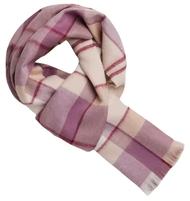 Zdjęcie produktu dla Szal Damski z wełny alpaki, wzór tartan, kolor beżowy i melanż, długość 200 cm