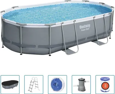 Zdjęcie produktu dla Bestway Owalny basen Power Steel z zestawem, 488 x 305 x 107 cm