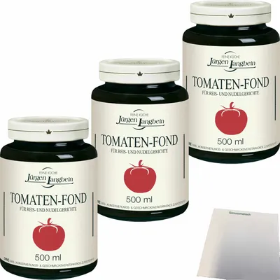 Produktbild von Jürgen Langbein Tomaten-Fond für Reis und Nudelgerichte 3er Pack (3x500ml Glas) + usy Block