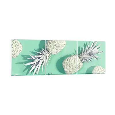 Produktbild von Bilder auf glas - Ananas Obst Saft - 90x30cm - Glasbilder - Wandbilder - Kunstdruck - zum Aufhängen bereit - Wanddekoration aus Glas - Glas Bilder - Wandbild auf Glas - 3 Teile - GCA90x30-4040