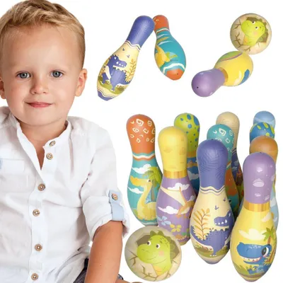 Produktbild von Woopie Soft Bowling Geschicklichkeitsspiel Dinosaurier 12er-Set