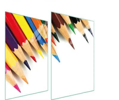 Produktbild von Herdabdeckplatten 2 teilig 35x52 Glaskeramikkochfeld Abdeckung Glas Schneidebrett Buntstifte Bunt