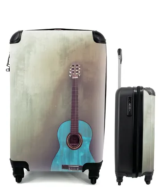 Produktbild von MuchoWow® Koffer Handgepäck Trolley Rollkoffer Kleine Reisekoffer mit 4 Rollen - Farbige akustische Gitarre in einem Raum mit einer Betonwand - Cabin Size < 55x40x23 cm & 55x40x20 cm - Fotokoffer - Kabinenkoffer - Boardgepäck - Reise-Box - Reisekoffer - Reisegepäck - Koffer mit Bild - Trolley für Kinder