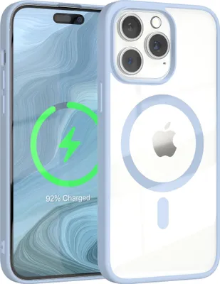 Produktbild von EAZY CASE Clear MagSafe Case für Apple iPhone 15 Pro Max, Qi-Charging, Silikon mit Kameraschutz, Bumper Case in Blau
