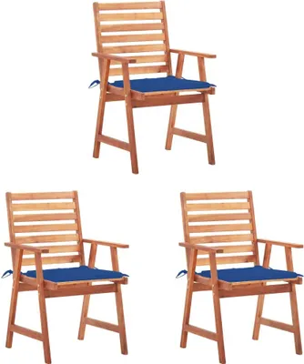 Produktbild von Garten-Essstühle 3 Stk. mit Kissen Massivholz Akazie