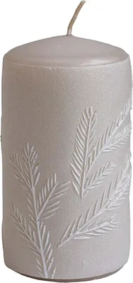 Produktbild von Beige Kerze mit Wacholderdekor