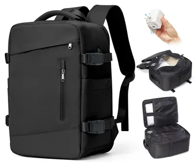 Productafbeelding van Rugzak 40x30x20 cm - Met vacuümcompressiesysteem - Waterdichte rugzak voor laptops - Geschikt als handbagage - Voor dames/heren - Extra opbergruimte - Reisrugzak