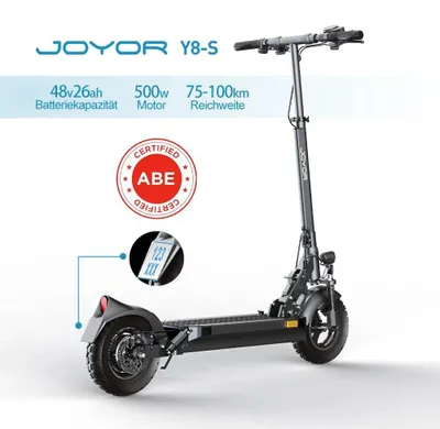 Produktbild von E-Scooter/Elektroroller für Erwachsene - Y8-S (ABE) - Mit ABE Straßenzulassung - 500 W Motor - 48 V 26 Ah Akku - Reichweite 60–80 km - 25,4 cm Luftreifen - Klappbar