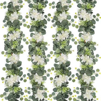 Image de 4 guirlandes de fleurs d'eucalyptus artificielles - Décoration pour mariages et fêtes