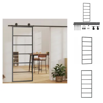 Productafbeelding van vidaXL Schuifdeur met beslag, veiligheidsglas en aluminium, 76x205 cm - Deuren