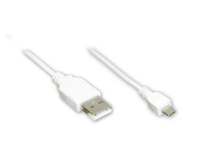 Produktbild von Anschlusskabel USB 2.0 Stecker A an Stecker Micro B, weiß, 1m, Good Connections®