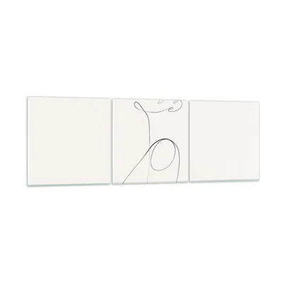 Produktbild von Bilder auf glas - 3 Teile - Linie Linie Frau - 120x40cm - Glasbilder - Wandbilder - Bilder - zum Aufhängen bereit - Wanddekoration aus Glas - Glas Bilder - Wandbild auf Glas - GCA120x40-5112