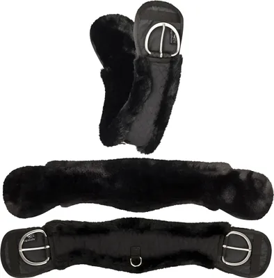 Produktbild von Equinate Western Mondgurt anatomisch mit synthetischem Lammfell 75 cm - 30" Schwarz