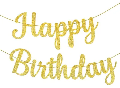 Produktbild von Happy Birthday Girlande Gold Glitzer Geburtstagsbanner Papier