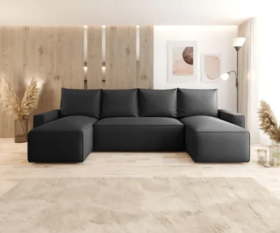 Produktbild von CORNERO Ecksofa mit Schlaffunktion HAVANA in U-Form Sofa mit Schlaffunktion und Bettkasten EckcouchWohnlandschaft in U-Form Dunkelgrau