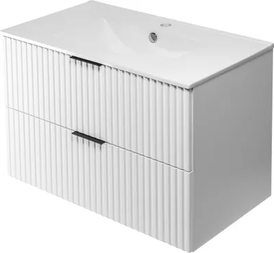 Immagine prodotto di Mobile da bagno, bianco con maniglia nera, 80 x 57 x 46 cm