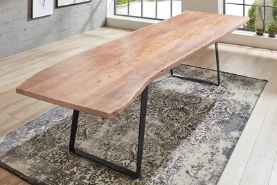 Produktbild von Esstisch Baumkante massiv Akazie natur 300 x 100 schwarz Hobart