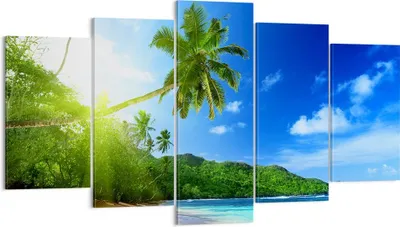 Produktbild von Bild auf Leinwand - Leinwandbild - Baum Dschungel Welle Landschaft - 160x85cm - Wand Bild - Wanddeko - Leinwanddruck - Bilder - Kunstdruck - Leinwand bilder - Wandkunst - EA160x85-3169