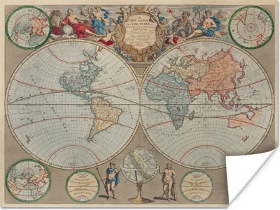 Produktbild von MuchoWow® Poster Weltkarte - Retro - Globus 160x120 cm - Foto Plakat