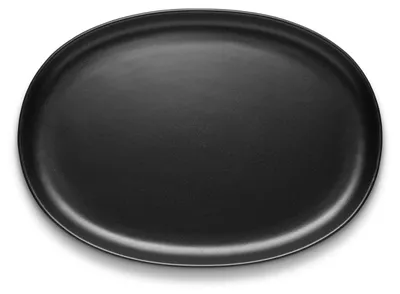 Ovale Borden 32 cm, Set von 4, Schwarz, Steingut