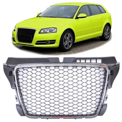 Produktbild von Kühlergrill Wabengrill Schwarz Chrom passt für Audi A3 8P Facelift 08-13 nicht RS3 ohne Parkhilfe