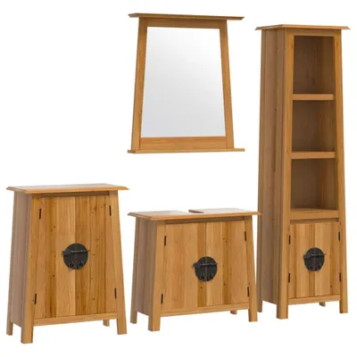 Imagen del producto de Conjunto de muebles de baño 4 piezas madera maciza de pino