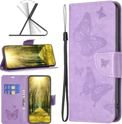 Produktbild von Mobigear Butterfly  Xiaomi Redmi 10 5G Hülle Klapphülle Geldbörse - Lila
